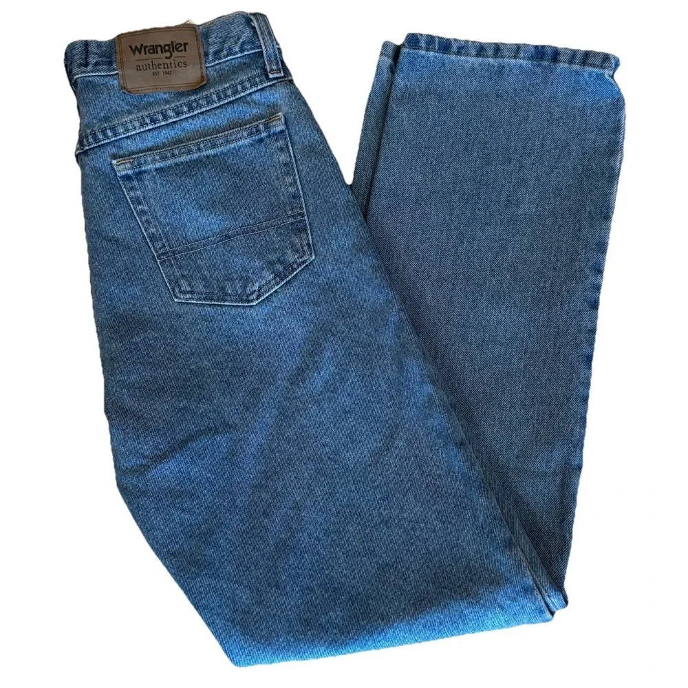 Wrangler Authentic Denim Jeans Mens 29x32 Blue Straight Leg 100% Cotton Western